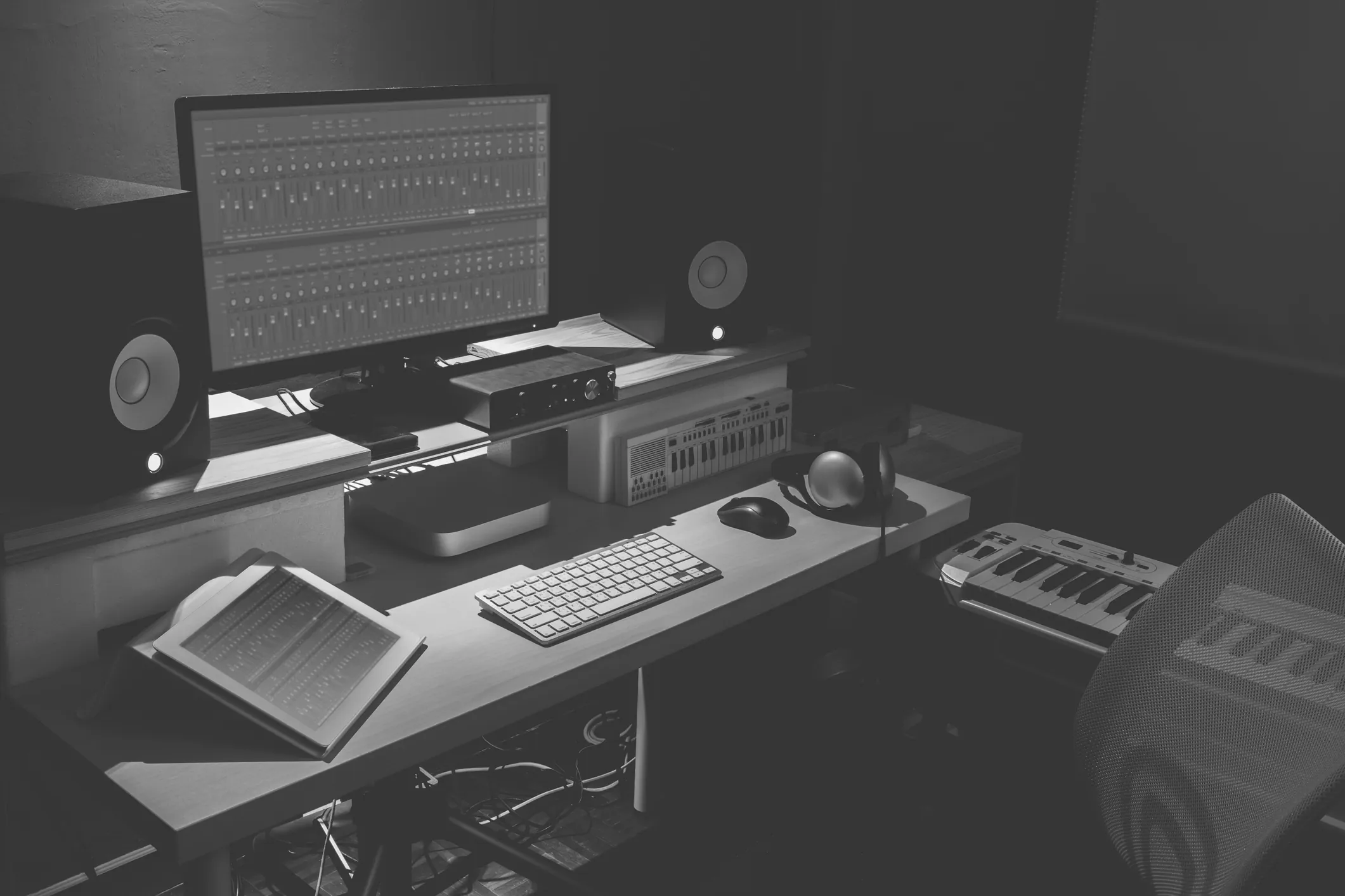 Home studio with music production setup